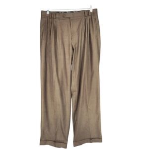 Sean John Dress Pants‎ 38x32 Mens Brown Thin Lines Pleated Cuffs Retro 80s 30s